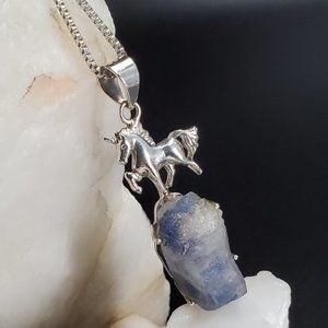 Sterling Silver 925 Pendant Unicorn Jewelry Boho Necklace Raw Kyanite Nugget